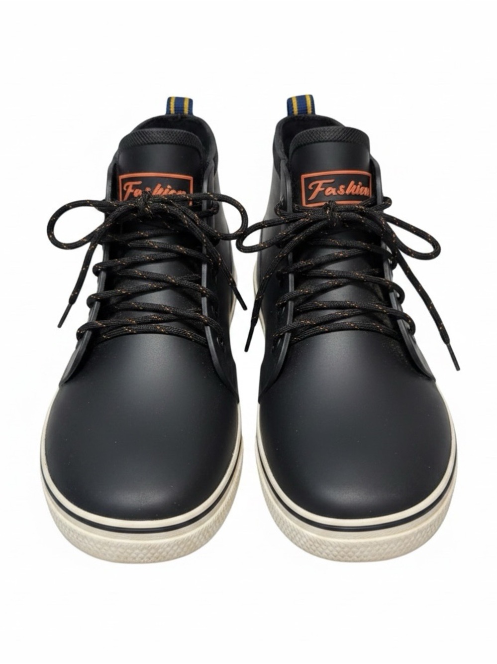 Fashion Nova Black High-Top Winter Boots with Cream Sole